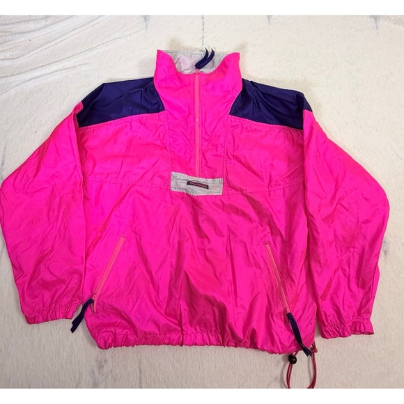 Columbia Jackets & Blazers - Vintage Columbia Windbreaker‎ Jacket Womens L Neon Pink Purple 90s Half Zip